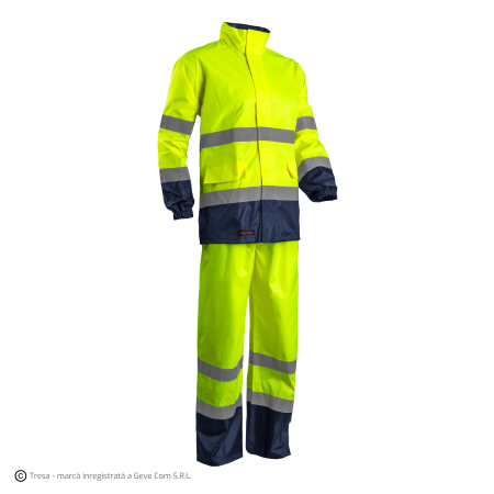 Îmbrăcăminte REFLECTORIZANTĂ (HI-VIS) - HI-WAY, Costum de ploaie de înaltă vizibilitate din poliester Oxford 150D