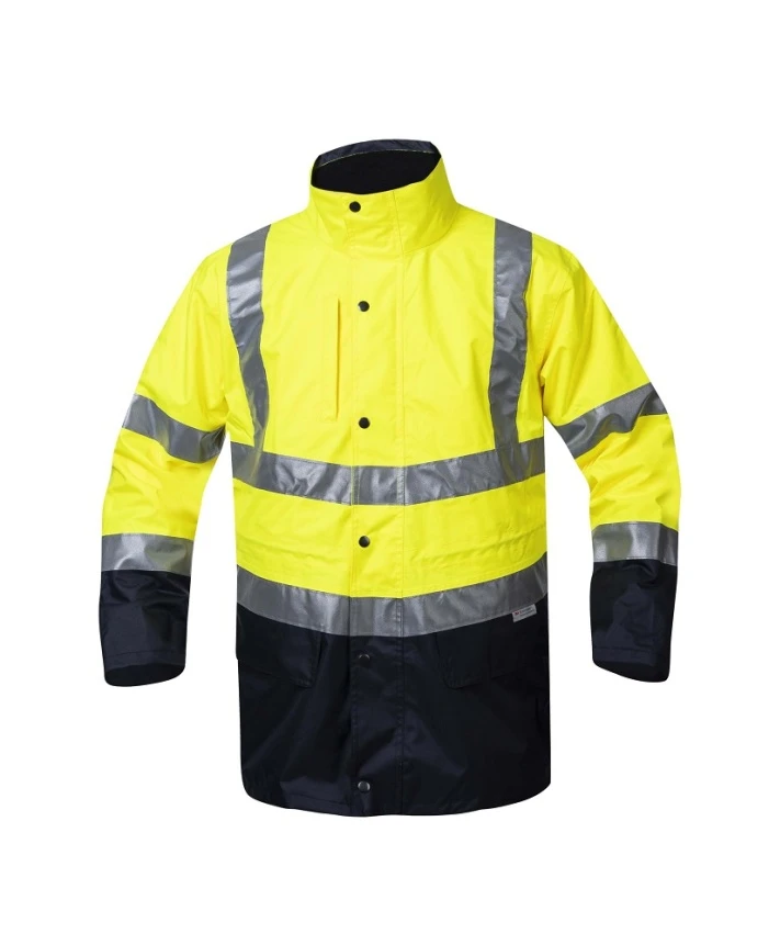 Jachete reflectorizante (HI-VIS) - 4IN1, Jachetă HI-VIS de iarnă 4-în-1 din poliester 300D Oxford cu PU, căptușeală termică 280 g/mp și mâneci fleece detașabile