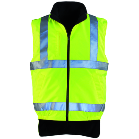 Îmbrăcăminte REFLECTORIZANTĂ (HI-VIS) - HI-WAY, Vestă matlasată HI-VIS din poliester Oxford cu membrană PU, 180 g/mp, căptușeală fleece 280 g/mp