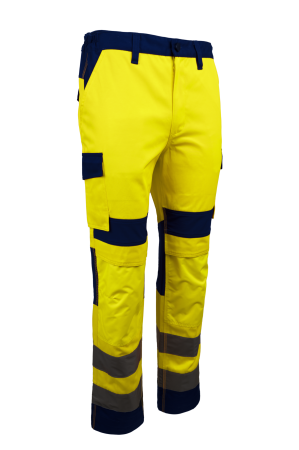 Îmbrăcăminte REFLECTORIZANTĂ (HI-VIS) - HIBANA II, Pantaloni în talie de înaltă vizibilitate din twill bumbac-poliester, 270 g/mp, inserții elastice