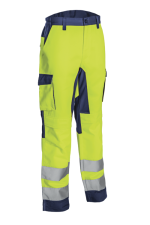 Îmbrăcăminte REFLECTORIZANTĂ (HI-VIS) - HIBANA, Pantaloni în talie de înaltă vizibilitate din twill bumbac-poliester, 270 g/mp, inserții elastice