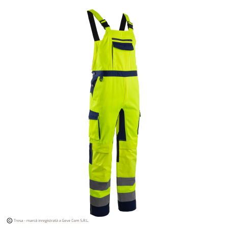 Îmbrăcăminte REFLECTORIZANTĂ (HI-VIS) - HIBANA, Pantaloni în talie din twill bumbac-poliester, întărituri Oxford, protecție genunchi Type 2, 270 g/mp