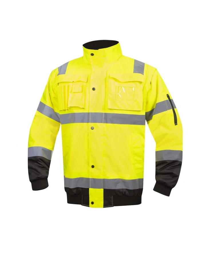 Jachete reflectorizante (HI-VIS) - HOWARD REFLEX+, Jachetă HI-VIS cu mâneci și glugă detașabile din poliester Oxford 180g/mp, acoperire PU