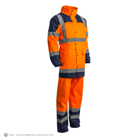Îmbrăcăminte REFLECTORIZANTĂ (HI-VIS) - HYDRA, Costum de ploaie de înaltă vizibilitate din poliester Oxford 300D