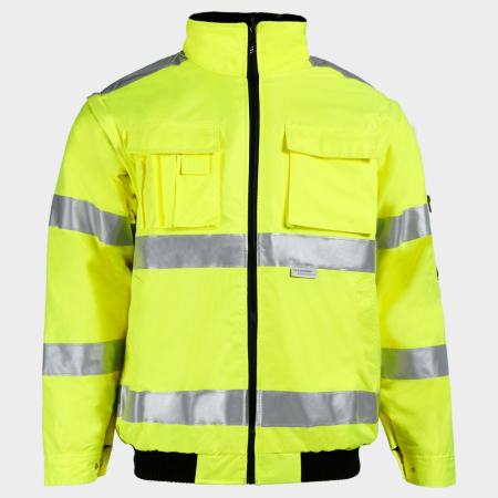Jachete reflectorizante (HI-VIS) - Jacheta reflectorizanta 2in1 GROVER HV, poliester impermeabil, benzi 3M detasabile