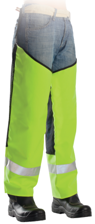 Îmbrăcăminte REFLECTORIZANTĂ (HI-VIS) - Jambieră reflectorizantă impermeabilă din poliester, cu spate din plasă