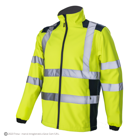 Îmbrăcăminte REFLECTORIZANTĂ (HI-VIS) - KANPA, Jachetă HI-VIS tip Softshell din poliester cu membrană TPU, 295 g/mp