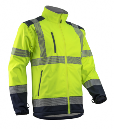 Îmbrăcăminte REFLECTORIZANTĂ (HI-VIS) - KAZAN, Jachetă HI-VIS tip Softshell, din poliester, membrană TPU, 300 g/mp