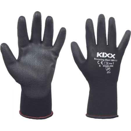 Protecție mecanică - KIXX BOUNCING BLACK - Mănuși PU cu palmă neagră