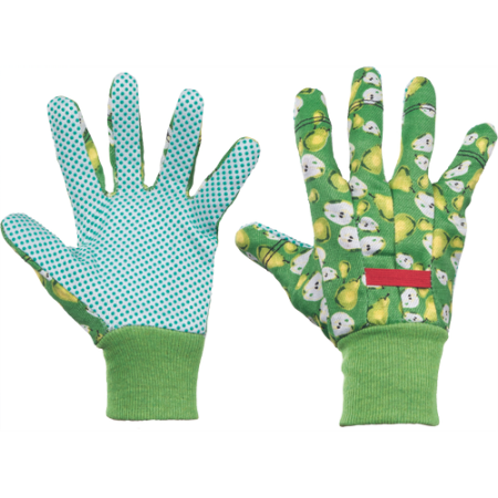PROTECȚIA MÂINILOR - KIXX FAST FRUIT mănuși bumbac cu puncte PVC verde