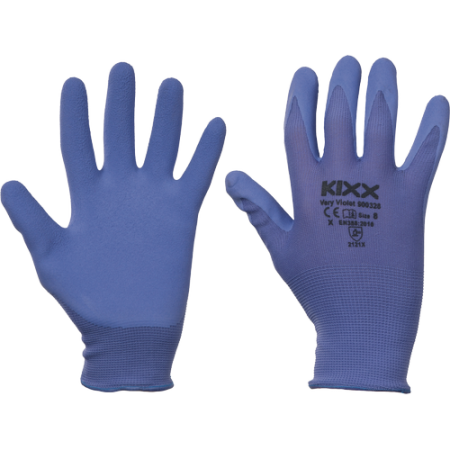 Protecție mecanică - KIXX Very Violet - Mănuși nailon cu latex, violet, marimea 8