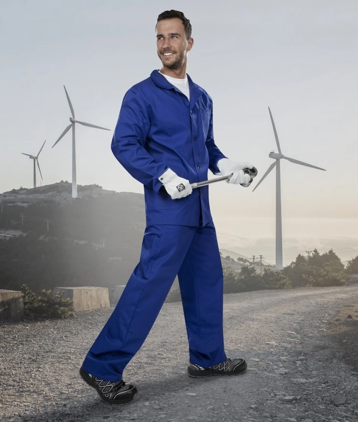 Costume - KLASIK SUIT, Costum de lucru din bumbac, bluză cu nasturi și pantaloni în talie, 245 g/mp