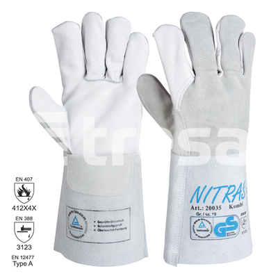 Protecție sudură - KOMBI, Mănuși de protecție pentru sudură din piele șpalt bovină