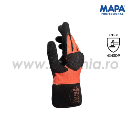 KROTECH 851, Mănuși de protecție la tăiere și impact din fibre HDPE, imersate în nitril [1]