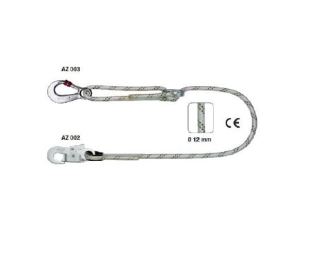LUCRU LA ÎNĂLȚIME - LB100, Frânghie de legătură din poliamidă Ø 12 mm cu conectori, lungime 2 m