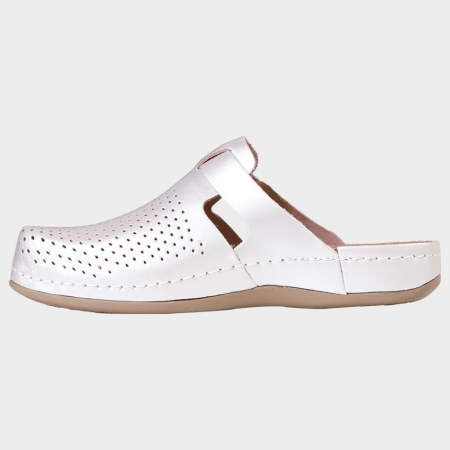 LEON LADY PEARL, Saboți de damă din piele naturală perforată cu branț gel și talpă PU antiderapantă [3]