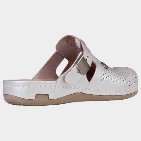 LEON LADY PEARL, Saboți de damă din piele naturală perforată cu branț gel și talpă PU antiderapantă [4]