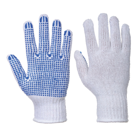PROTECȚIA MÂINILOR - LINER 7, Mănuși de protecție din poliester și bumbac, cu picouri PVC