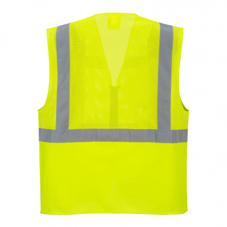 MADRID EXECUTIVE, Vestă HI VIS monocoloră, ventilată, din poliester, 124 g/mp, cu buzunare [1]
