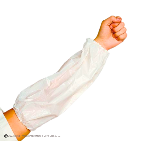 Mânecuțe (Cotiere) - Mânecuțe [cotiere] de unică folosință din polietilenă, lungime 40 cm, culoare alb [Set 100 bucati]