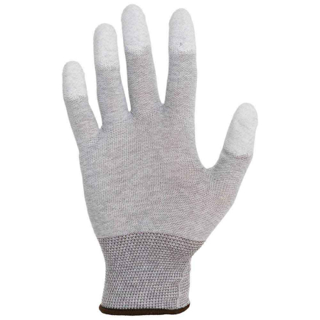 Mănuși ESD din poliester tricotat cu fir antistatic, imersate în poliuretan pe vârful degetelor, lungime 25 cm [1]