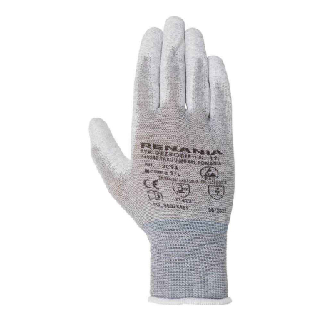 Mănuși de protecție - Mănuși ESD din tricot impregnat în palmă [set 10 perechi]