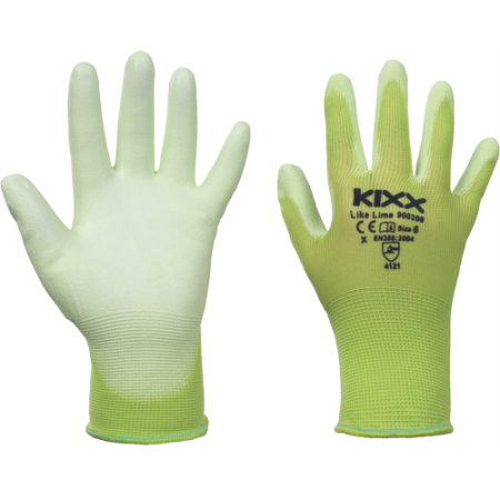 Mănuși KIXX Like Lime PU verde, protecție palmă și degete [0]
