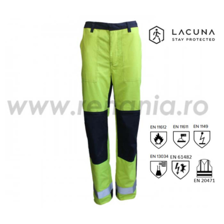 MERU, Pantaloni de protecție multi-risc în talie din țesătură Tecapro, 79% bumbac ignifug, 20% poliester și 1% fibră antistatică, 260 g/mp [1]