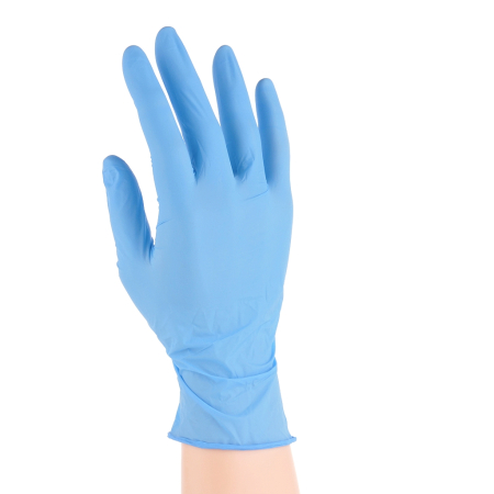 Mănuși Unică Folosință - MICROBION, Mănuși de examinare de unică folosință din nitril nepudrat, grosime 0,07 mm [cutie 100 bucăți]