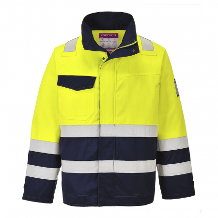 Jachete| Bluze Ignifuge - MODAFLAME - MV25, Jacheta HI VIS antistatică. antichimică, ignifugă din modacrilic, bumbac și fibre carbon, 280 g/mp