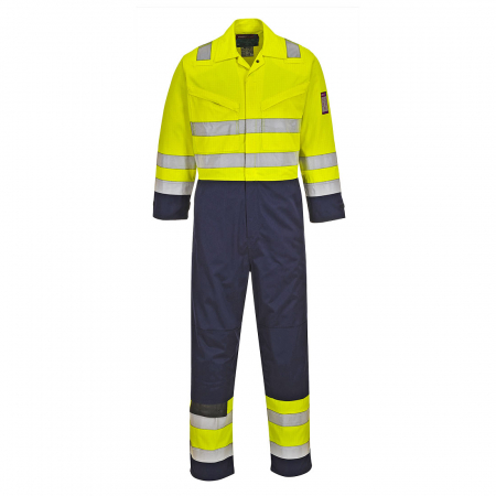 Combinezoane reflectorizante (HI-VIS) - MODAFLAME - MV28, Combinezon HI VIS antichimic, ignifug din modacrilic, bumbac și fibre carbon, 280 g/mp