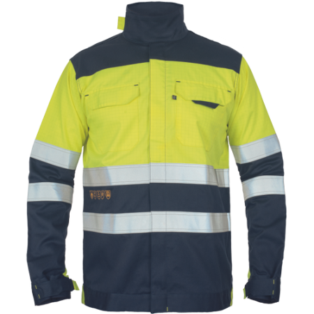 Îmbrăcăminte IGNIFUGĂ (ANTI-FLACĂRĂ) - MULTINORM RIDE FR HV, Jachetă ignifugă din fr bumbac, 260 g/mp