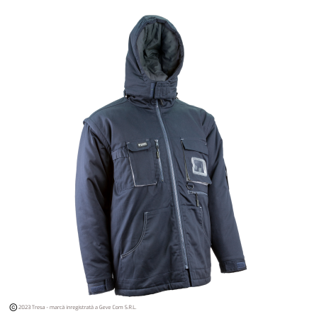 NAVY/PADDOCK II, Parka de iarnă cu glugă detașabilă, din twill bumbac-poliester, căptușeală 220 g/mp [2]