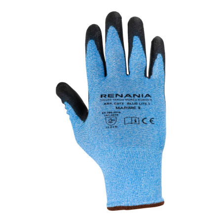 Mănuși Textile Imersate - RENANIA NEW BLUE LITE3, Mănuși de protecție la tăiere din fibre speciale, imersate în poliuretan în palmă