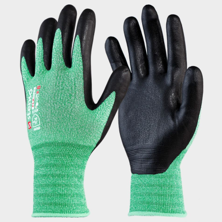 PROTECȚIA MÂINILOR - NITRIUM GREEN FLX-O22, Mănuși de protecție mecanică din nylon și elastan, imersate în nitril