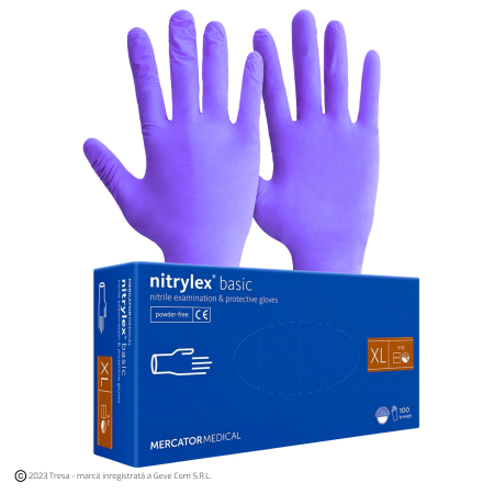 UNICĂ FOLOSINȚĂ - NITRYLEX BASIC, Mănuși de unică folosință din nitril nepudrat, grosime: ~0,06 mm [Cutie 100 bucăți]