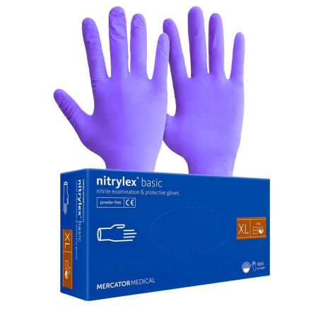 UNICĂ FOLOSINȚĂ - NITRYLEX BASIC, Mănuși de unică folosință din nitril nepudrat, grosime: ~0,06 mm [Cutie 100 bucăți]
