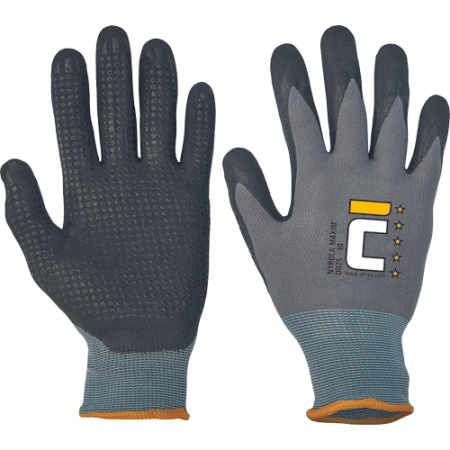 PROTECȚIA MÂINILOR - NYROCA MAXIM DOTS, Mănuși de protecție din nylon/lycra tricot cu spandex, imersate în nitril