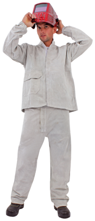 Îmbrăcăminte IGNIFUGĂ (ANTI-FLACĂRĂ) - Pantaloni de sudură din piele șpalt de bovine cu fir Kevlar