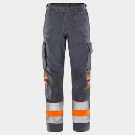 Pantaloni si salopete reflectorizante (HI-VIS) - FRISTADS GREEN, Pantaloni de lucru HI-VIS din poliester și bumbac, 240 g/mp, clasa 1