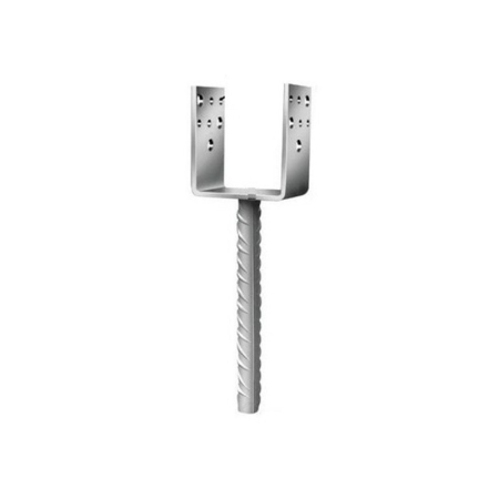 Conectori și suporturi pentru lemn - Papuc reazem tip "U" cu picior pentru lemn, 100 x 60 x 4 mm / 16 x 200 mm