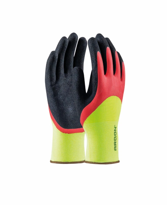 Mănuși de protecție - PETRAX DOUBLE, Mănuși de protecție mecanică din poliester, imersate în spumă de latex pe 3/4