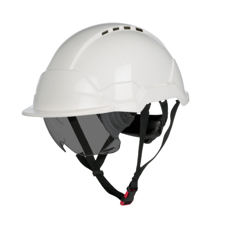 CĂȘTI DE PROTECȚIE - PHOENIX WIND DARK LENS, Cască de protecție ventilată cu ochelari integrați, calotă din ABS, suspensie din polietilenă cu chingi textile (6 puncte), reglare rapidă cu rotiță (Ratchet)