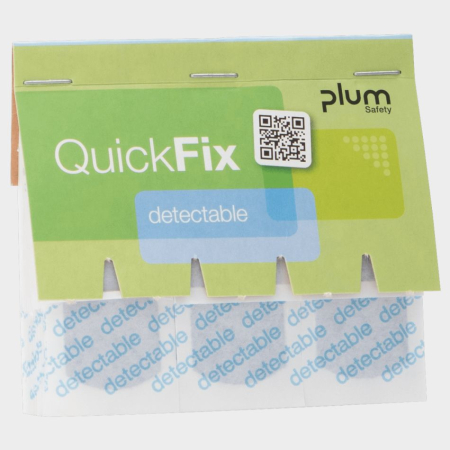 ARTICOLE TEHNICE SI PRIM AJUTOR - PLUM QUICKFIX REFILL, Plasturi textile albaștri detectabili cu folie metalică, 45 buc