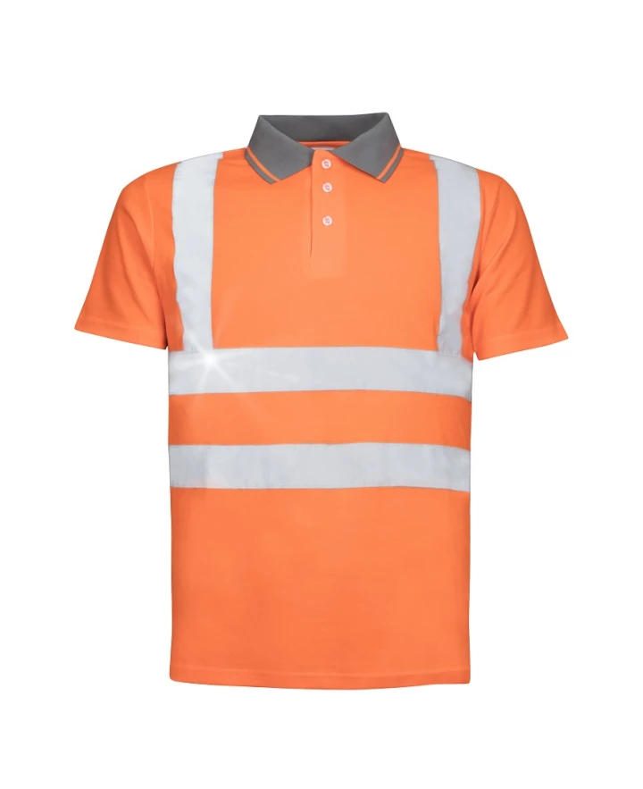 Tricouri si bluze reflectorizante (HI-VIS) - REF201/REF202, Tricou polo HI-VIS din bumbac și poliester, 150 g/mp