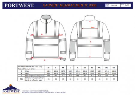PORTWEST B308, Jachetă tip Rugby, din poliester și bumbac, 300 g/mp [1]