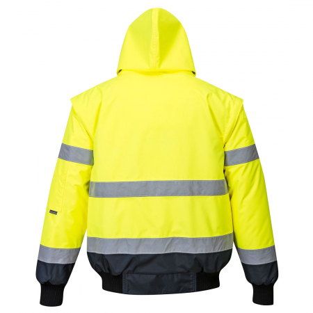 PORTWEST C465, Jachetă Bomber 3 în 1 cu contrast Hi-Vis, 100% poliester 300D Oxford, căptușeală fleece 300g, certificare EN ISO 20471 Clasa 3 [5]