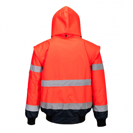 PORTWEST C465, Jachetă Bomber 3 în 1 cu contrast Hi-Vis, 100% poliester 300D Oxford, căptușeală fleece 300g, certificare EN ISO 20471 Clasa 3 [11]