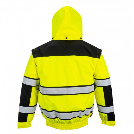 PORTWEST C466, Jachetă Bomber Hi-Vis Classic 3 în 1, 100% poliester 300D Oxford, căptușeală blană 400g, certificare EN ISO 20471 Clasa 3 [4]