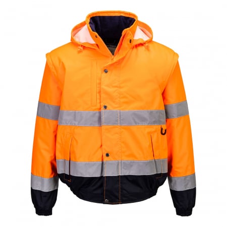 Jachete reflectorizante (HI-VIS) - PORTWEST C468, Jachetă Bomber 2 în 1 cu contrast Hi-Vis, 100% poliester 300D Oxford, căptușeală matlasată, certificare EN ISO 20471 Clasa 3